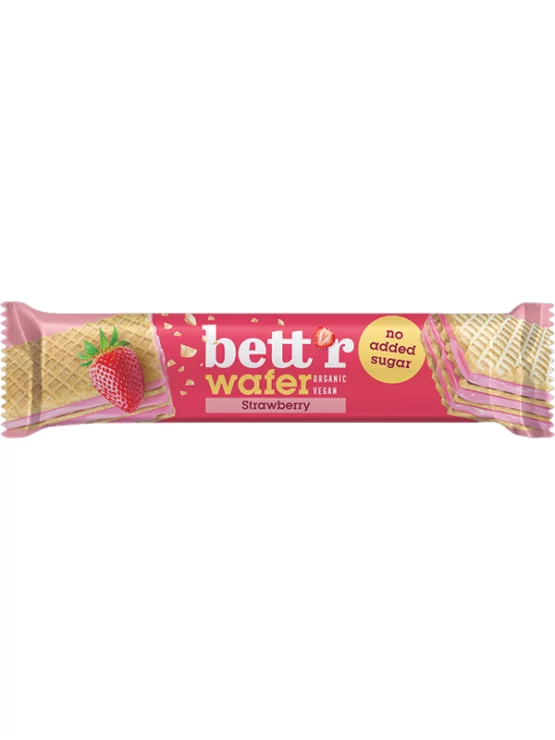 Bett'r Neapolitaner Waffel Cashew-Erdbeer-Creme ohne Zuckerzusatz – Biologisch in der 30g Packung