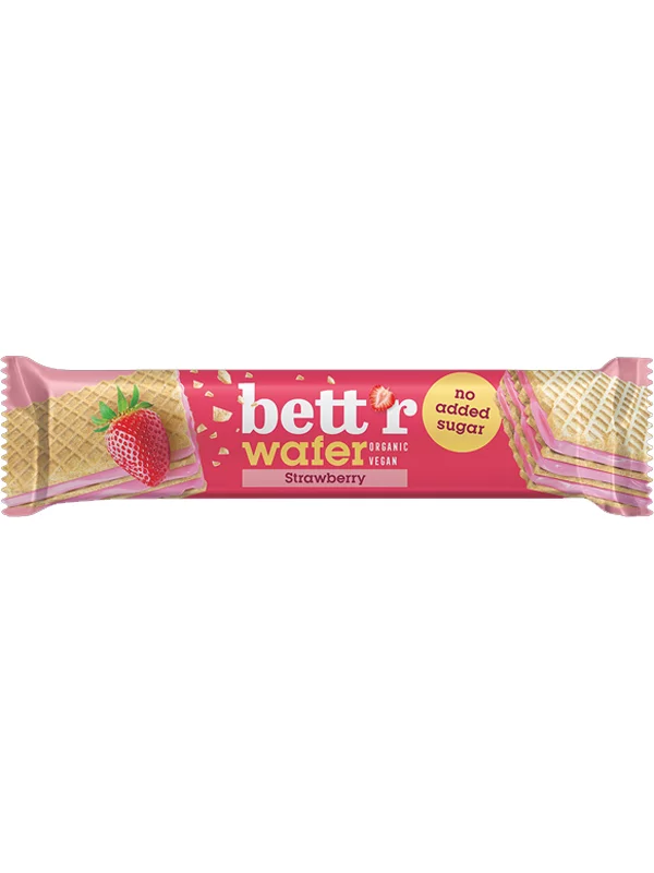 Bett'r Neapolitaner Waffel Cashew-Erdbeer-Creme ohne Zuckerzusatz – Biologisch in der 30g Packung