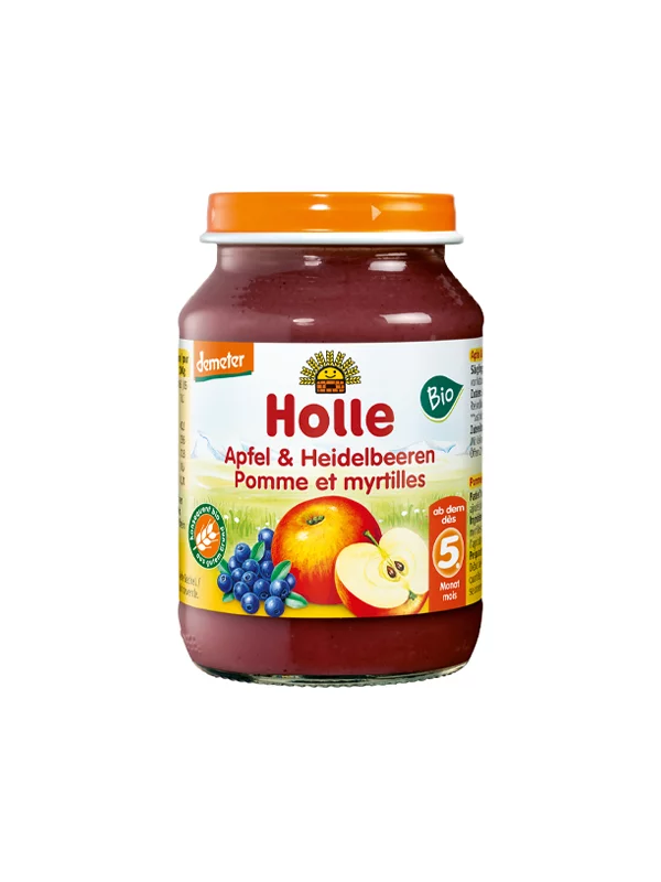 Holle Brei Apfel & Heidelbeeren (ab dem 5. Monat) – biologisch in einer 190g Packung