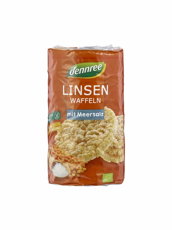 Dennree Linsenwaffeln mit Meersalz glutenfrei – biologisch in einer 100g Packung