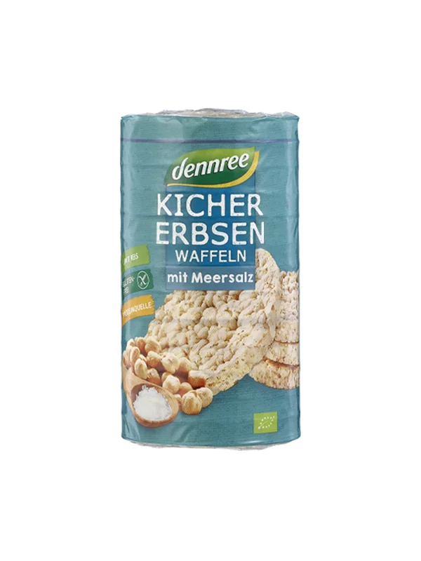 Dennree Kichererbsen-Waffeln mit Meersalz glutenfrei – biologisch in einer 100g Packung