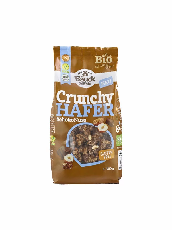 Bauck Mühle Hafer Crunchy Schoko Nuss glutenfrei – biologisch in einer 300g Packung