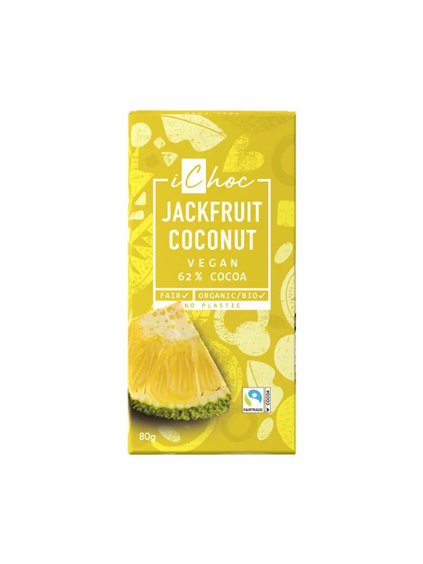 iChoc Vegane Schokolade Jackfruit & Kokos – biologisch in einer 80g Packung