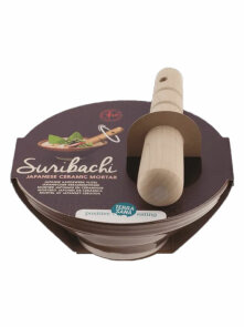 Terrasana Japanischer Keramikmörser mit Holzstößel Suribachi & Surikogi