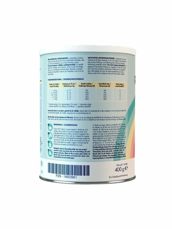 Pure Goat Bio Anfangsmilch 1 aus Ziegenmilch (von Geburt an) in einer 400g Verpackung