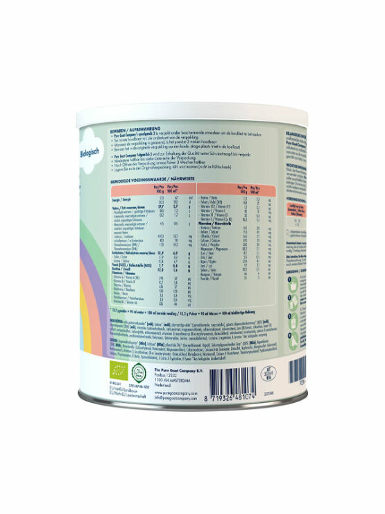 Pure Goat Bio Folgemilch 3 aus Ziegenmilch (ab dem 10. Monat) in einer 800g Verpackung
