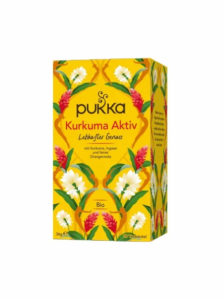 Pukka Kräutertee Kurkuma Aktiv – Biologisch in einer 36g Packung mit 20 Beuteln