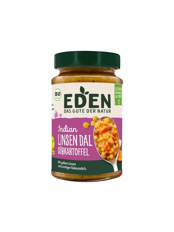 Eden Indian Linsen Dal Süßkartoffel – Biologisch im 400g Glas