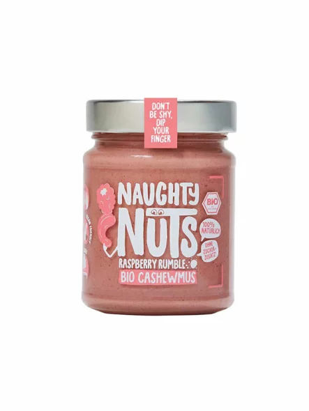 Naughty Nuts Cashewmus mit Himbeere – Biologisch im 250g Glas