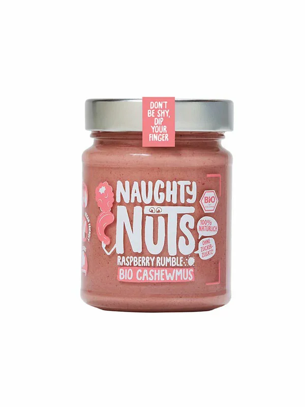Naughty Nuts Cashewmus mit Himbeere – Biologisch im 250g Glas