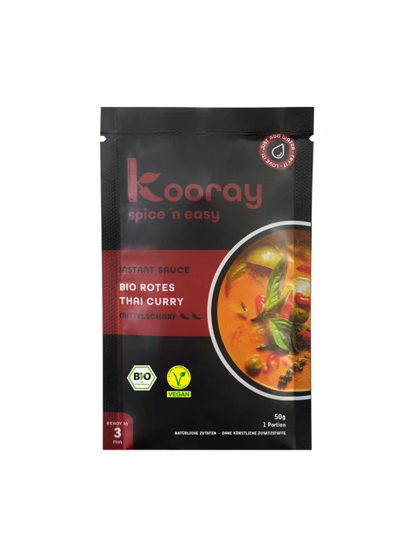 Kooray Instant Thai Curry Sauce Rot – Biologisch in der 50g Packung