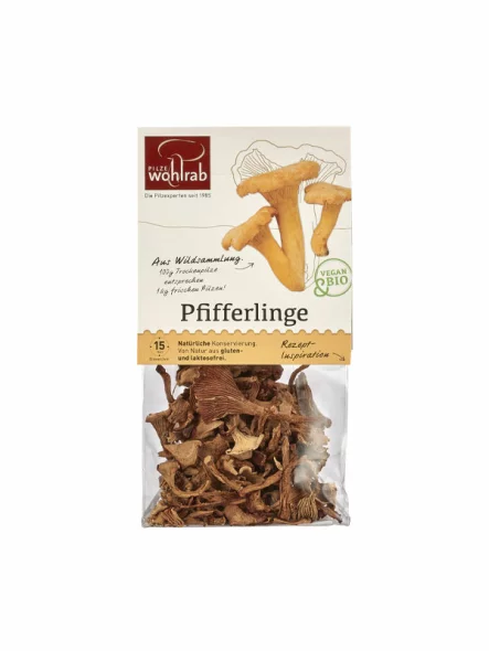 Pfifferlinge getrocknet – Biologisch 20g Wohlrab