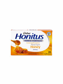 Dabur Honitus Kräuter-Halspastillen Honig – 24 Stück in der Packung
