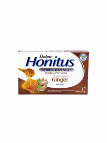Dabur Honitus Kräuter-Halspastillen Honig & Ingwer – 24 Stück in der Packung