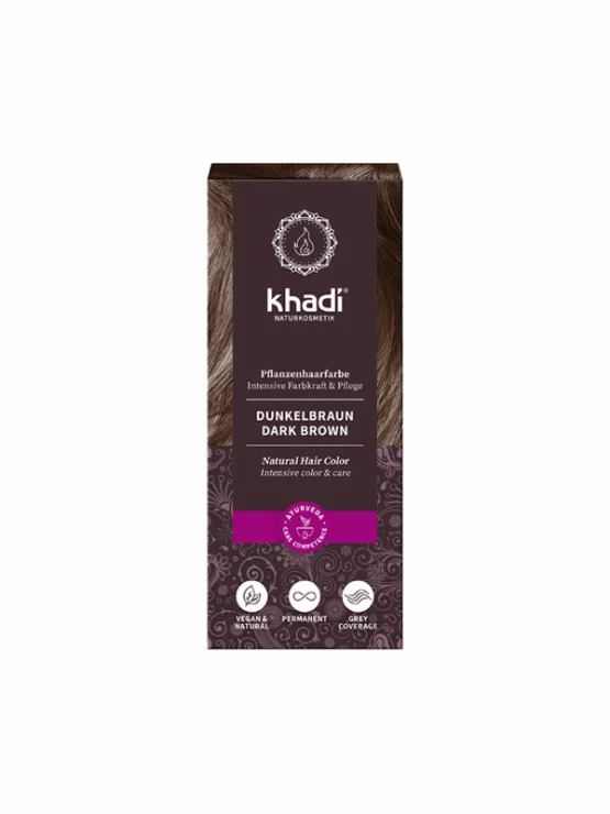 Khadi Pflanzliche Haarfarbe Dunkelbraun in der 100g Packung