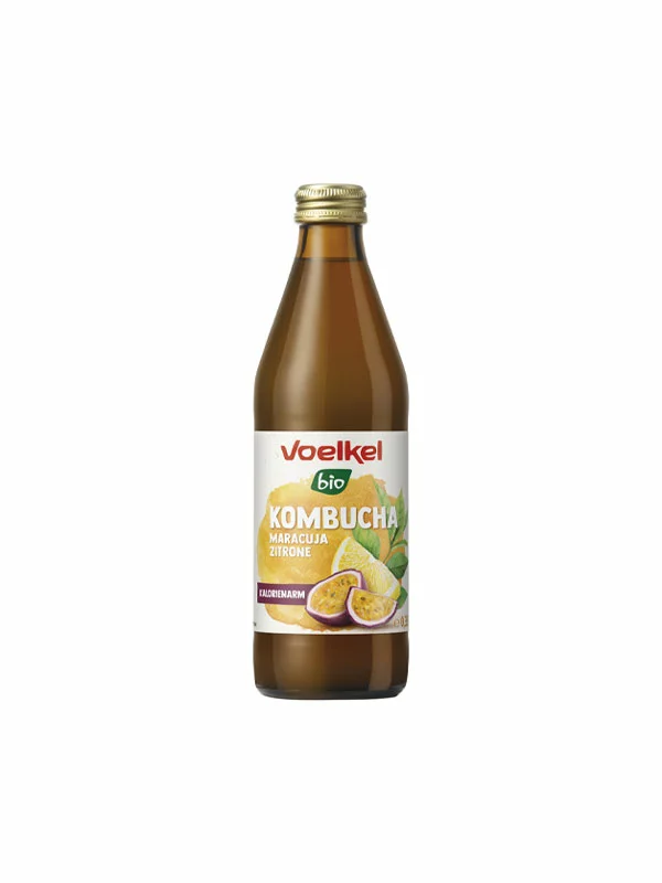 Kombuchagetränk Passionsfrucht und Zitrone – Bio 0,33l Voelkel