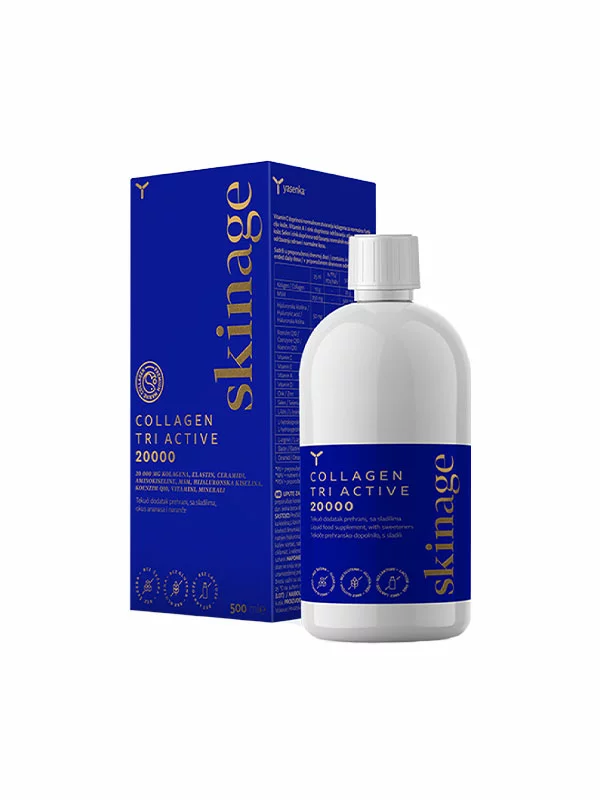 Yasenka Skinage Collagen TRI ACTIVE 20.000 Orangen und Ananas mit 500ml in der Packung
