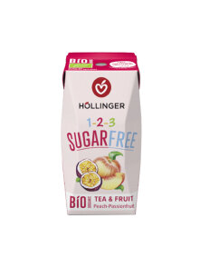 Hollinger Pfirsich-Passionsfruchtsaft Zuckerfrei – Tetrapack mit Strohhalm – Bio 200ml