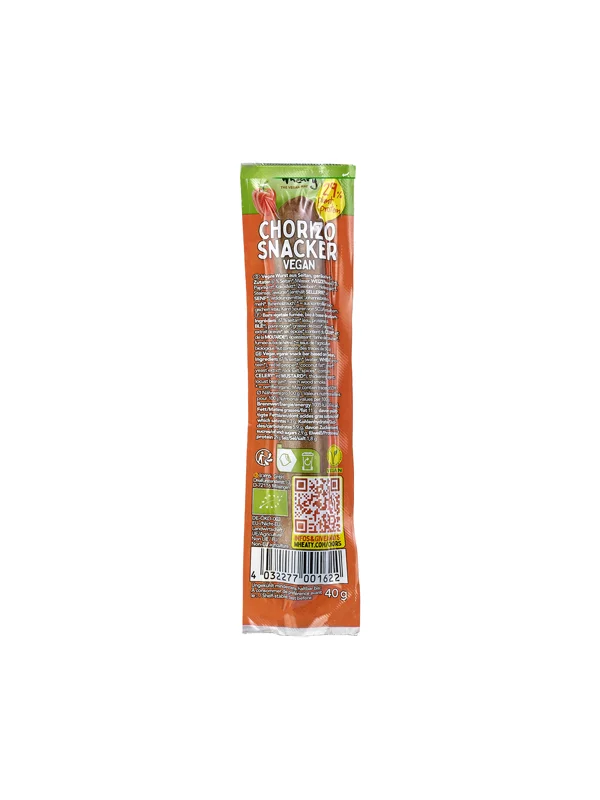Wheaty Vegane Snackwurst Chorizo ​​– Bio in einer 40g Packung