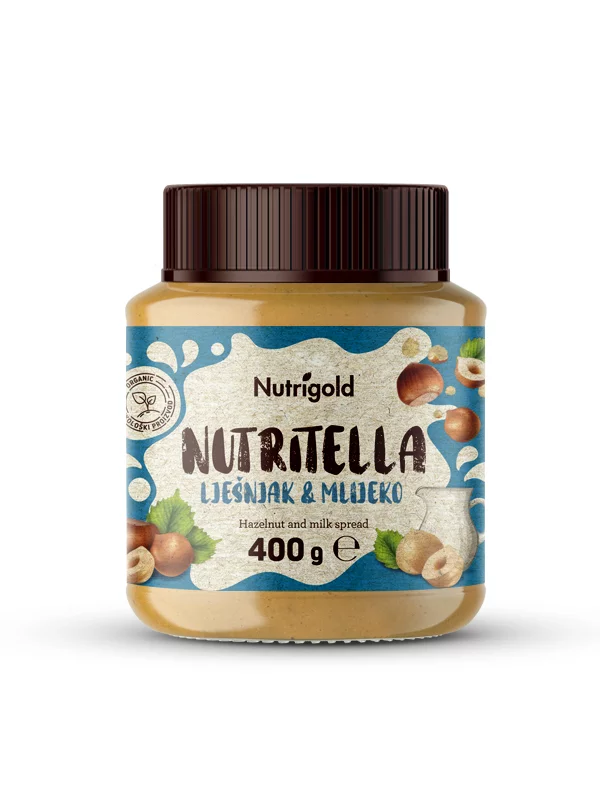 Nutrigold Nutritella Aufstrich mit Milch & Haselnüssen – Bio im 400g Glass