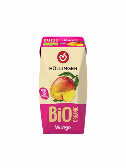 Mangosaft im Tetrapak mit Trinkhalm – Bio 200ml Hollinger