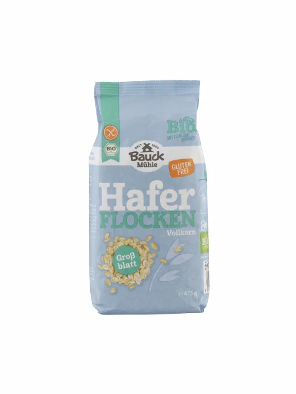 Bauck Mühle Grobe Haferflocken Glutenfrei – Bio in einer 475g Packung