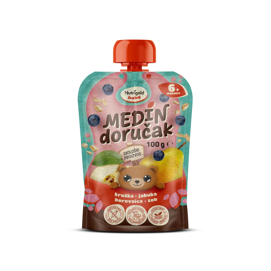 Nutrigold Baby organska Voćna kaša Medin doručak u pakiranju 100g