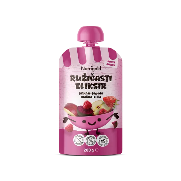 Fruchtpüree mit Apfel, Erdbeere, Himbeere & Rote Bete – 200g Nutrigold
