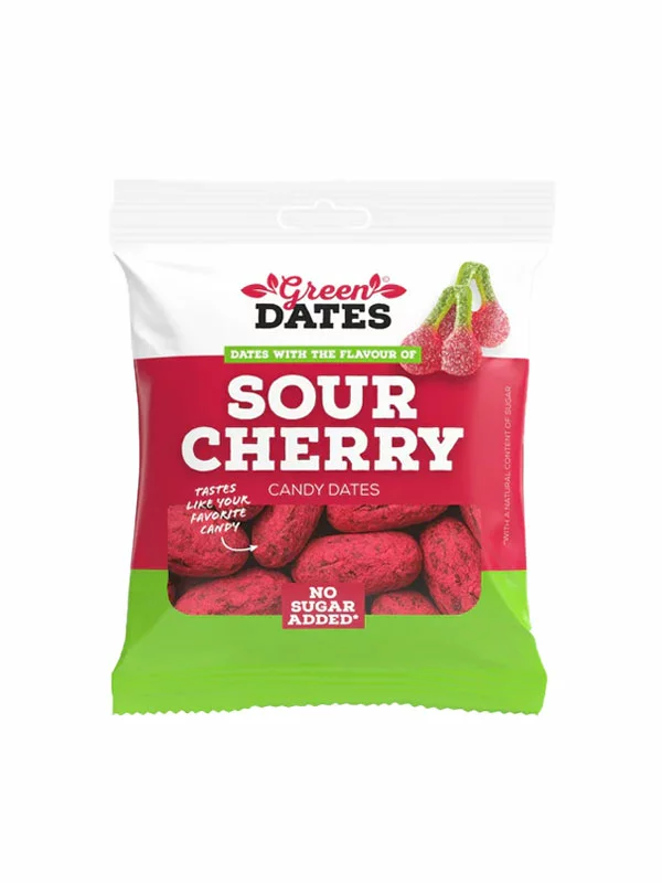 Green Dates Datteln mit Sauerkirschgeschmack in einer 90g Packung