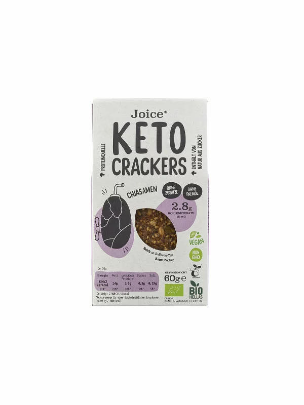 Knusprige KETO Cracker Chia – Bio 60g JFOODS SA