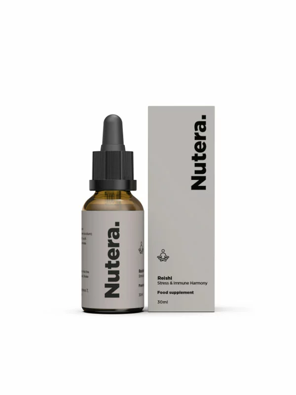 Nutera Reishi Extrakt in einer 30ml Glasflasche mit Tropfer