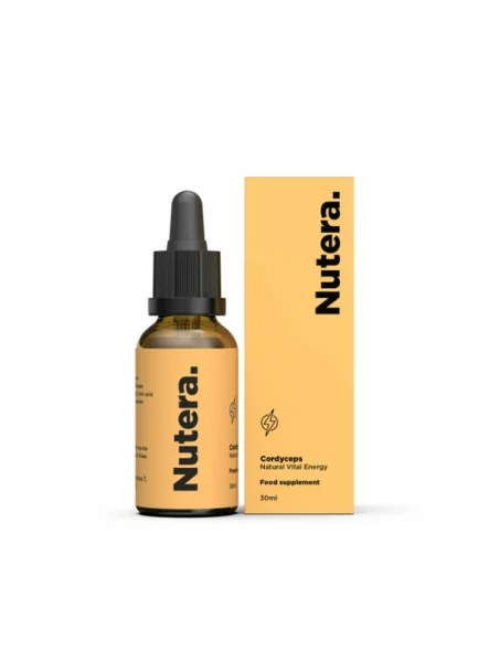 Nutera Cordyceps Extrakt in einer 30ml Glasflasche mit Tropfer