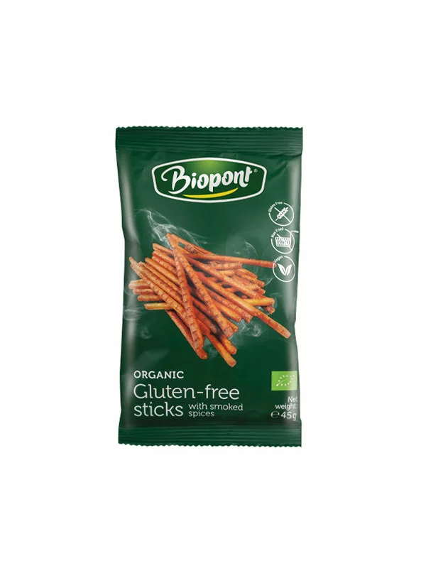 Biopont Glutenfreie Slazstangen mit geräucherten Gewürzen – Bio in einer 45g Packung