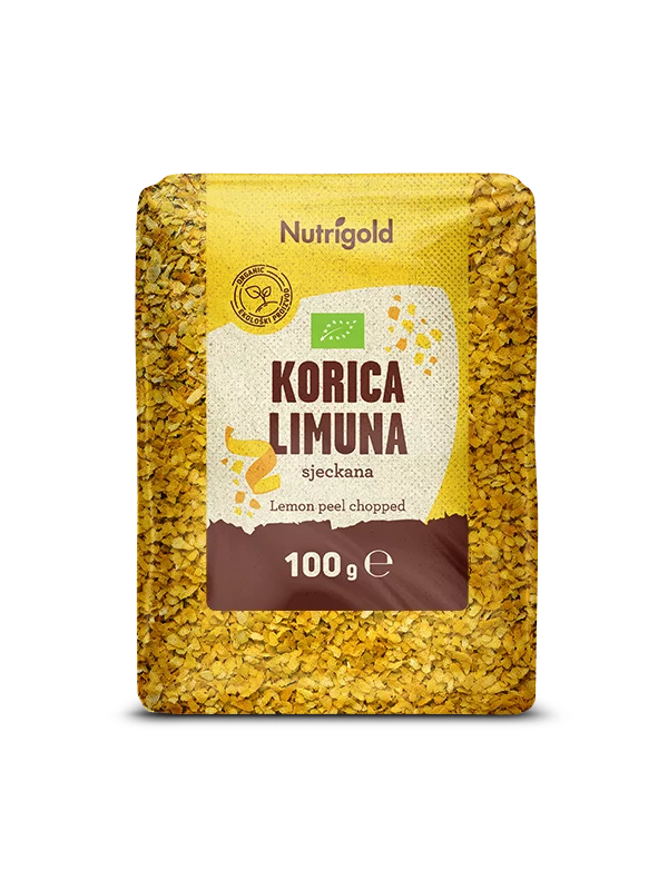 Nutrigold Zitronenschale geschnitten – Bio in einer 100g Packung