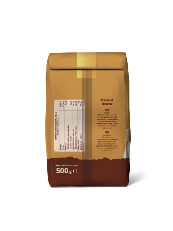 Nutrigold Kichererbsenmehl in einer braunen 500 Gramm Packung