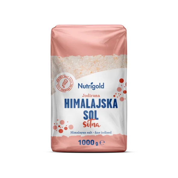 Nutrigold Himalaya-Salz fein gemahlen und jodiert in einer 1kg Packung