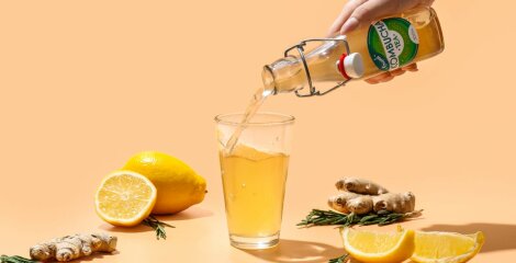 Kombucha auf verschiedene Arten zubereitet in 3 Glasbechern
