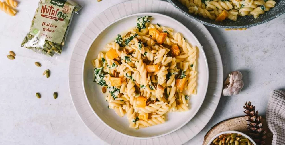 Pasta mit Kürbis und Spinat